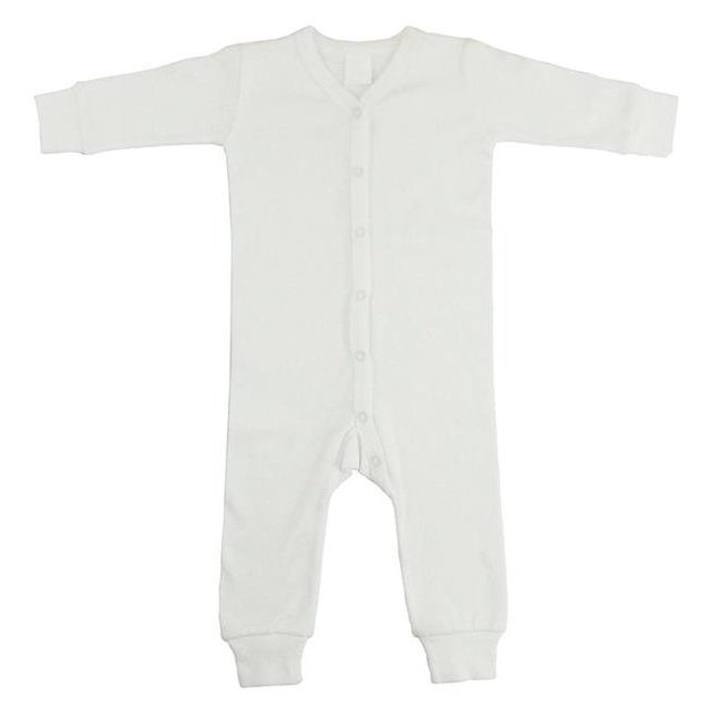 Bambini 1040WM Interlock Union Suit Long Johns, White - Medium