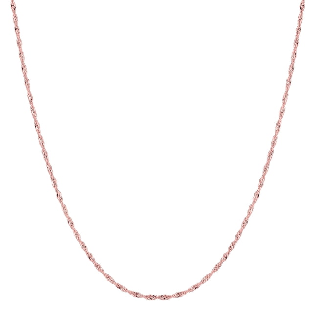 Collier Chaîne Singapour en Or Rose 14k, 1,0 mm, 20 Pouces