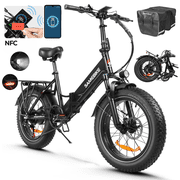 SAMEBIKE Foldable Electric Bike for Adults, Peak 1000W Ebike with 48V 13.5Ah Battery, 65-Mile Range, Heavy-Duty Rear Rack, 20-Inch Fat Tires, Folding E Bike for Commuting & Outdoor Use