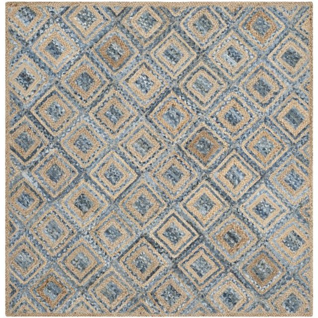 Safavieh Cape Cod Tapis en Jute Fait Main 8Square Naturel et Bleu