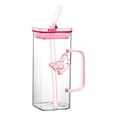 thumbnail image 1 of Glass Heat Straw Glass Cup 350ml Beverage Mug with Lid for Cold Drinks Juice Coffee Home Bar Use Glass Texture Cupware, 1 of 6