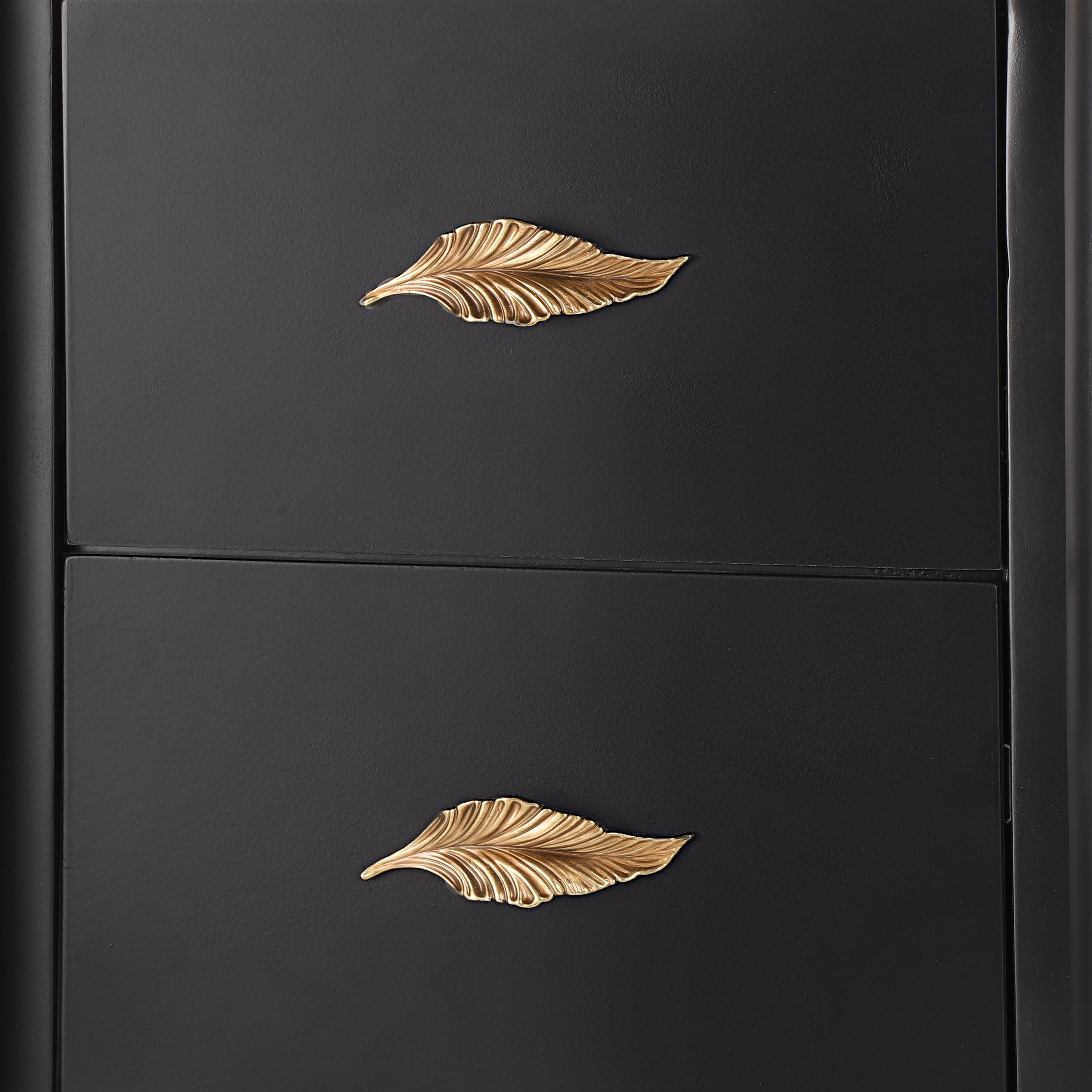 Noble House Contemporary Nightstand with 2 Drawers,Curved Profile Design & Feather-Shaped Metal Handles,for Bedroom,Black