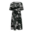 thumbnail image 5 of DPTALR Women Summer Printing Causal Round Neck Short Sleeve Vacation Pockets Dress, 5 of 5
