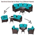 thumbnail image 3 of Costway 4PCS Outdoor Patio Rattan Furniture Set Cushioned Sofa Table Turquoise, 3 of 10
