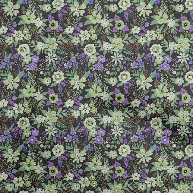 oneOone Polyester Spandex Green Fabric Asian Floral Sewing Material Print Fabric By The Yard 56 Inch Wide