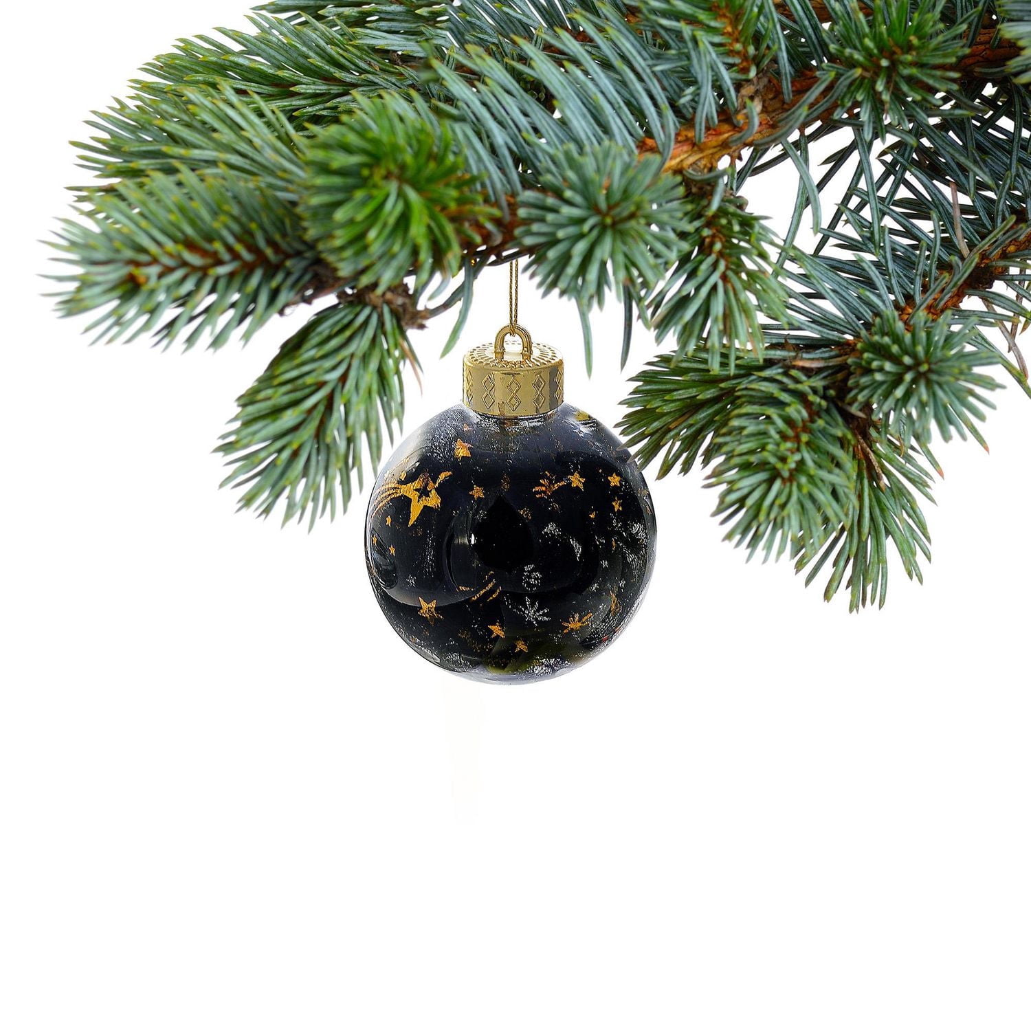 Ornements De Noël Avec Maille Noire Et Or - Ensemble De 12