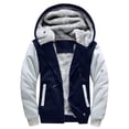 thumbnail image 1 of LUXUR Sweat à Capuche Homme Manches Longues Veste Pull Décontracté Polaire Fermeture Éclair Bleu Gris 4TG, 1 of 2