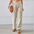 thumbnail image 2 of TJAZFJPA Wide Leg Sweatpants Women Short Women Solid Color Denim Drawstring Adjustable Washed Cargo Pants Casual Pants Womens Sweatpants Joggers Bundle Casual Pants for Women with Pockets, 2 of 8