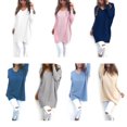 thumbnail image 4 of Solid V-neck Sweater Skin Friendly Autumn Sweaters Fashionable Long-sleeve Pullovers Portable Winter Tops Loose Blouse Girls Pink L, 4 of 7