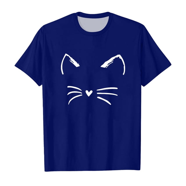 TZEWGL T-Shirt Décontracté à Col Rond Manches Courtes Imprimé Chat pour Filles Garçons Taille 4-5T
