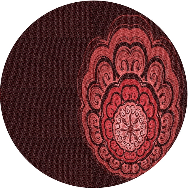 Ahgly Company Tapis d'Intérieur Lavable à la Machine, Carré, Transitionnel, Rouge Brique de Feu, Tapis de Zone, 3 Pieds Carré