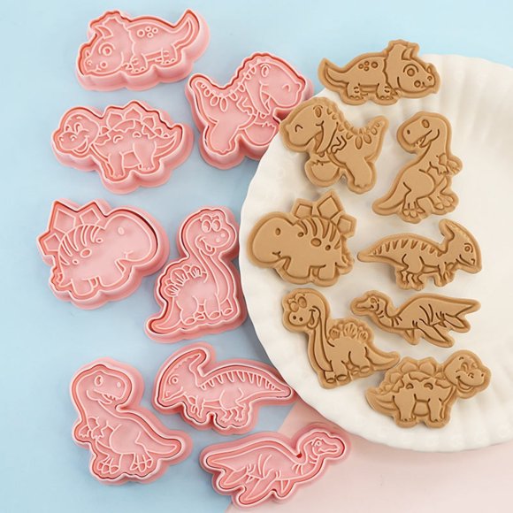 TIMIFIS Cookie Mold 8-Piece Set of Dinosaur Tool DIY Household Three-Dimensional Pressing Flip Icing Baking Tool Chocolate Molds Kitchen Gadgets
