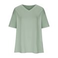 thumbnail image 4 of Plebaso T-Shirts Surdimensionnés pour Femmes à Col en V à Manches Mi-Longues T-Shirts Décontractés Unis Confort Hauts Amples pour Femmes, 4 of 5