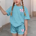 thumbnail image 4 of Robe d'Été à Manches Courtes Haut à Manches Courtes et Short Ensemble Deux Pièces pour Enfants Mignonne Détente d'Été Col Rond, 4 of 6