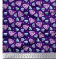 thumbnail image 1 of Soimoi Purple Silk Fabric Star & Diamond Geometric Print Sewing Fabric Yard 42 Inch Wide, 1 of 1