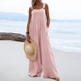 thumbnail image 2 of Yuyuzo Womens Jumpsuits Wide Leg Overalls Boho Comfy Baggy Loose Casual Solid Color Rompers with Pocket, 2 of 7