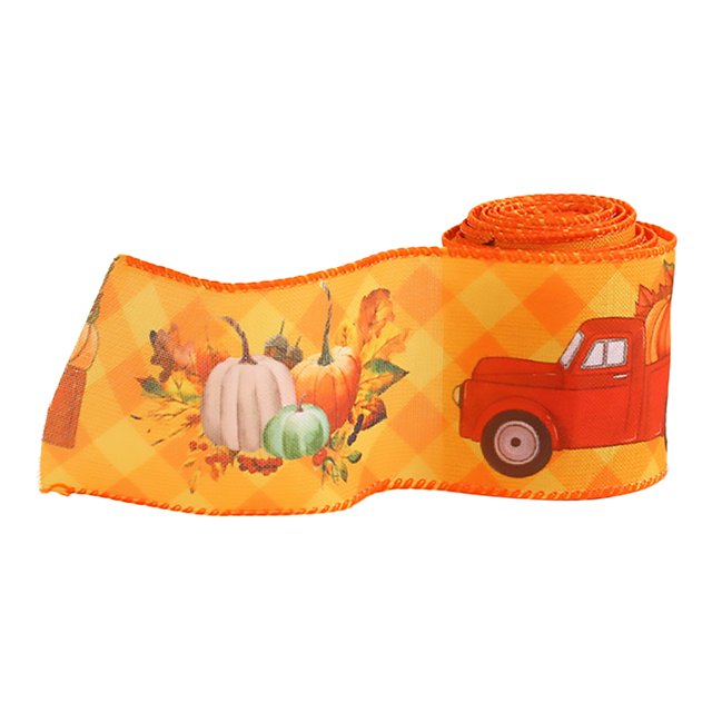 Binwennn Event Chairs for Kids Fall Autumn Wired Edge Ribbon Thanksgiving Wired Ribbon Pumpkin Maple Leaf Truck Wired Ribbon Wrapping Crafts Ribbon For Autumn Decorations