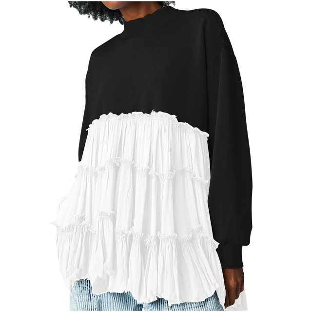 TopLLC Longues Robe à Manches à Col Rond Longueur Genou Mode Robe Décontractée pour Femmes Robe Chandail Surdimensionnée Robe à Manches Longues Robe à Col Rond Chandails pour Dames Robe Mini Robe pour Femmes en Liquidation