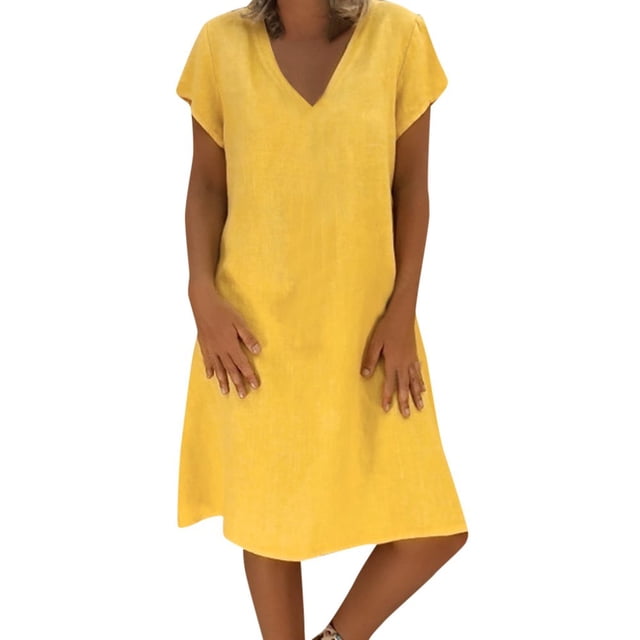AMERTEER Robe Décontractée en Coton Style Été pour Femmes