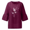thumbnail image 4 of T-shirt Femme Été Aguichant Imprimé Régulier à Boutons Col Rond Manche Courte Femme Manches Courtes Haut Manche Longue T-Shirt en Liquidation, 4 of 5