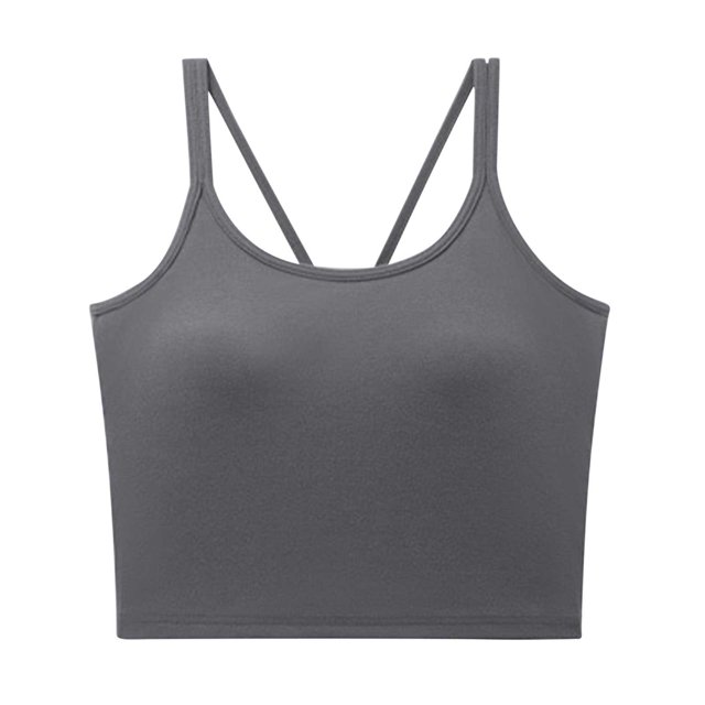 Yuyuzo Womens Tank Tops Sleeveless Spaghetti Strap Padded Sports Bra Square Neck Workout Basic Crop Tops