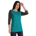 thumbnail image 2 of Inkmeso Womens Color Block Raglan Quarter Sleeve TShirt Baseball Tee Casual Sports Jersey Top, 2 of 8