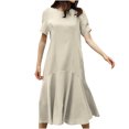 thumbnail image 1 of Birdeem Women Summer Round Neck Solid Color Casual Strapless Party Short Maxi Dress, 1 of 6