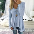 thumbnail image 2 of Yuyuzo Womens Long Sleeve V Neck Knit Ribbed Sweaters Solid Color Asymmetrical Basic Tunic Shirts Blouses Pullover Blue, 2 of 6