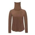 thumbnail image 4 of BiZtdJrK Women's Summer Tops Casual Long Sleeve Face Mask for Sun Protection Shirts Loose Solid Color Lightweight Going Out Tops Coffee XXL Spring Savings, 4 of 6