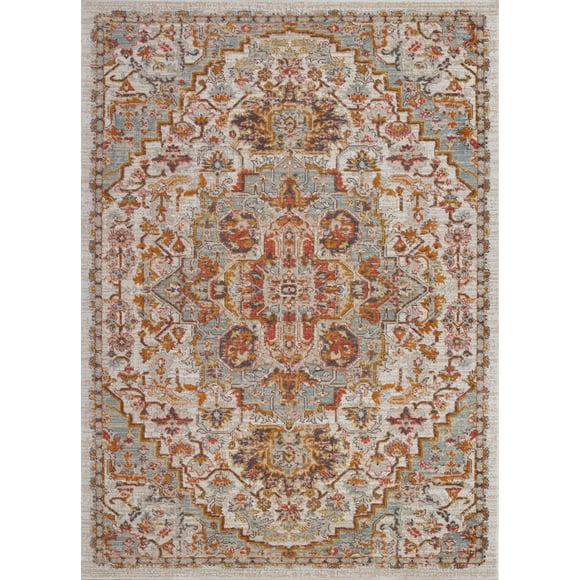 Ladole Rugs Vintage Traditional Persian Oriental Cream Beige Brown Orange Indoor Outdoor Area Rug Tapis