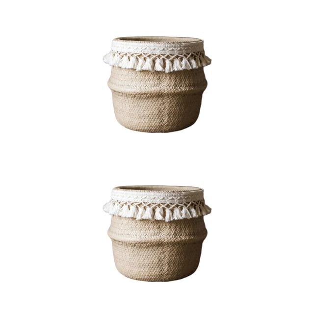 relayinert Hanging Basket Rattan Easy Application For Balcony And Garden Plants Eco-friendly Wickerwork Basket Type 6 2Set