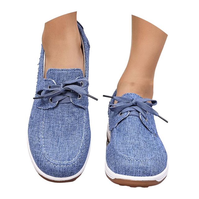 Dakaela Espadrilles en Toile à Plateforme pour Femmes, Décontractées, à Lacets, Tennis, Course, Classiques, Marche, Plates