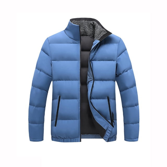 Men's Winter Jacket Winter Coat Down Cotton Jacket Mens Solid Color Short Coat Stand Collar Cotton Jacket