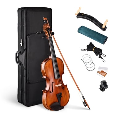 Yescom Ensemble de Violons en Bois Massif 4/4, Violon de Fidget Mat Format Double, Violon pour Débutant avec Étui et Appui-Épaule à Nœud pour Étudiant
