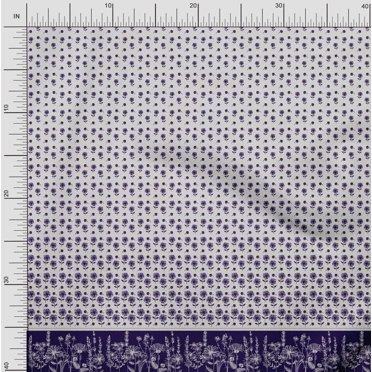 Soimoi Poly Georgette Fabric Bud & Floral Panel Printed Fabric 1 Yard 52 Inch Wide