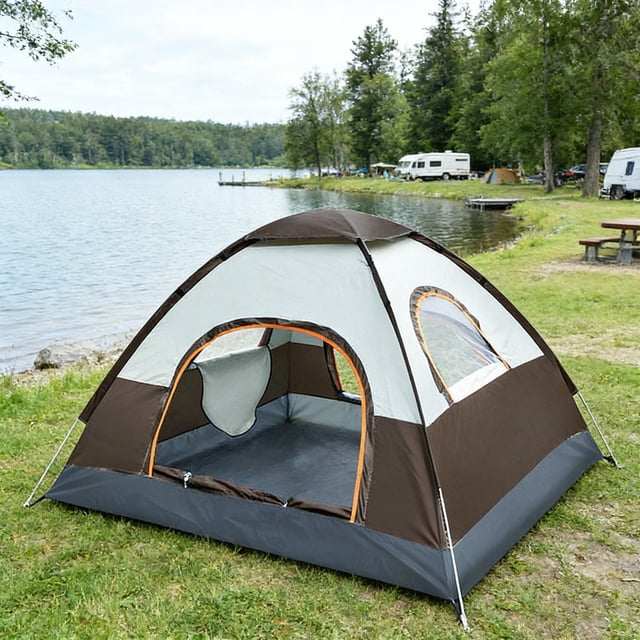 EGNMCR Tente de Camping et de Randonnée Automatique pour 3 à 4 Personnes, Portable, Instantanée, Imperméable, avec Sac de Rangement, Légère, Idéale pour la Randonnée, la Plage et les Pique-Niques. Toile de Polyester.