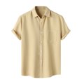 thumbnail image 1 of FAIWAD Men's Summer Shirts Casual Short Sleeve Rolled Loose Blouse Solid Color Outdoor Beach Tops, 1 of 9