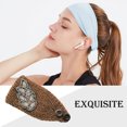 thumbnail image 5 of fastboy Crochet Headbands Winter Leaves Pattern with Rhinestones Elastic Head Protector Wide Warm Chunky Hair Accessories for Girls Antique brass, 5 of 5