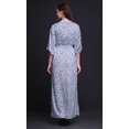 thumbnail image 2 of Bimba Rayon European Ash Seeds Leaves Smocked Waist Printed Gown Maxi Side Slit LadiesDress-Small, 2 of 6