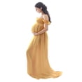 thumbnail image 1 of pitrice Robe de Maternité pour Photographie, Épaules Dénudées, Robe Longue en Mousseline, devant Maxi, Grossesse, Longues Robes pour Femmes, Accessoire de Séance Photo, Prise de Vue, Jaune G, 1 of 6