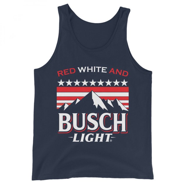 Busch Light Red White and Busch Light Mountains Navy Tank Top-Medium