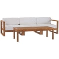 thumbnail image 2 of Modway Upland Ensemble de Mobilier de Patio en Bois de Teck 4 Pcs, Naturel et Blanc, 2 of 15