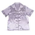 thumbnail image 3 of Women’s Short Sleeve Button Down Silky Satin Pajamas For Adults - 2 Piece Shorts Set, Sizes Small To X-Large, 3 of 4
