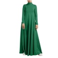thumbnail image 1 of RKSTN Robes d'Automne pour Femmes Grande Taille Décontractées Robe de Couleur Unie Col Montant Manches Longues Hiver Automne Basique Tempérament Fluide Robe Maxi, 1 of 8