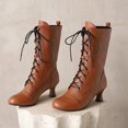 thumbnail image 5 of LOVZFMLL Bottes pour Femmes Bottes Chelsea Mi-Mollet à Lacets Bout Rond Sangles Ajustables Talon Évasé Moyen Bottes Mode Automne Hiver, 5 of 5
