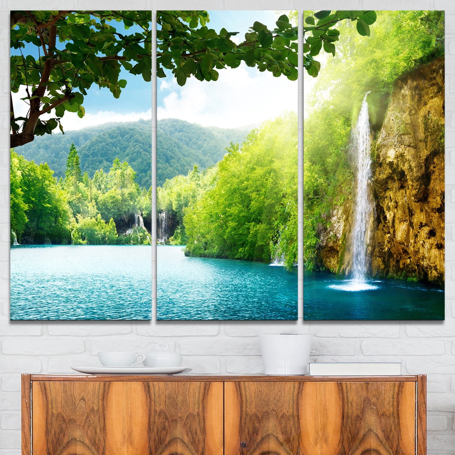 Tableau sur toile imprimée Design Art Photographie paysage Chute d'eau en forêt profonde