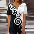 thumbnail image 2 of Pompotops Mode Femme Décontractée Imprimé Col Rond Ample Manches Courtes T-shirt Haut Blouse Chandail Liquidation, 2 of 5