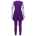 thumbnail image 4 of RUNQHUI Kids Girls UPF 50+ Rash Guard Swimsuits 2 Pieces Long Sleeves Dress with Pants Set Purple 12, 4 of 7