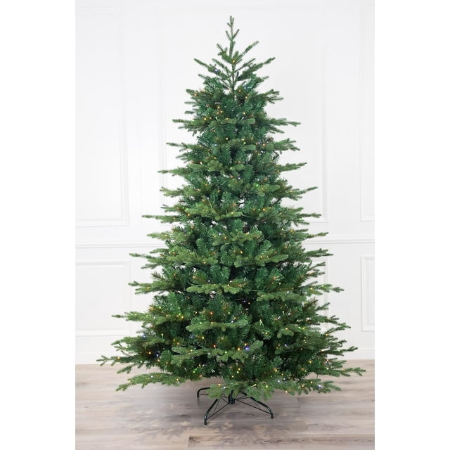 9 Foot European Balsam Fir Artificial Christmas Tree Pre-lit with Dual Color LED Lights. (9ft Pre-lit)