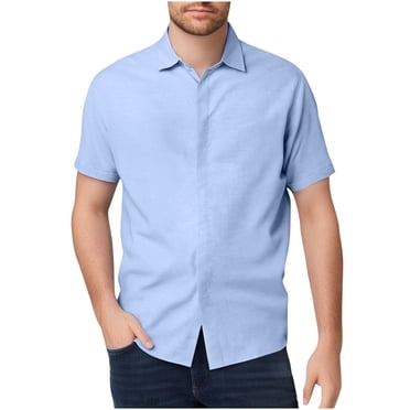 Cameland Chemises Habillées pour Hommes T-Shirts à Manches Courtes Hommes Manteau Classique Coton Lin Chemise pour Homme T-Shirt Boutonné